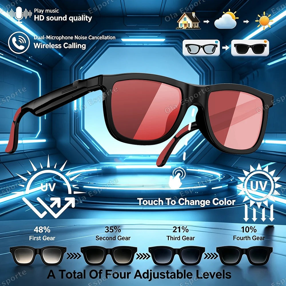 2026 Touch Color Changing Lens Smart Glasses AI translation Dual Microphone Noise Reduction Super Clear Sound Bluetooth Sunglass