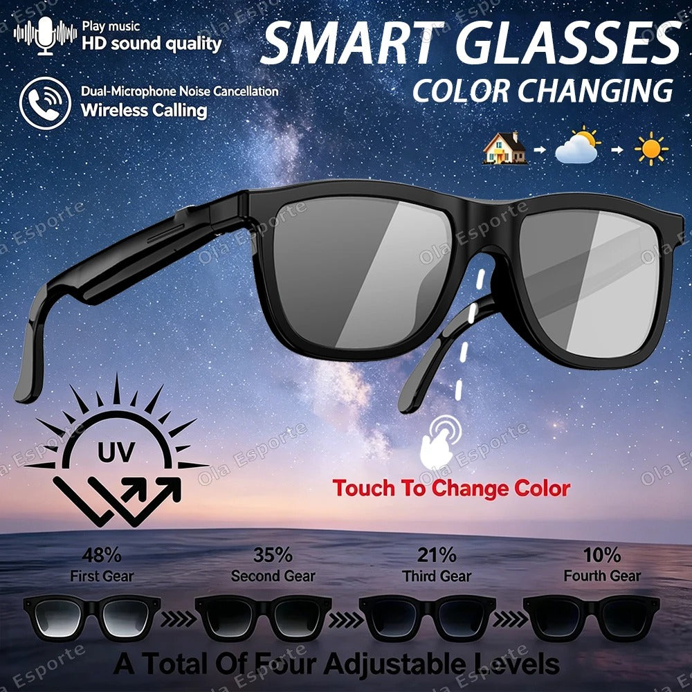 2026 Touch Color Changing Lens Smart Glasses AI translation Dual Microphone Noise Reduction Super Clear Sound Bluetooth Sunglass
