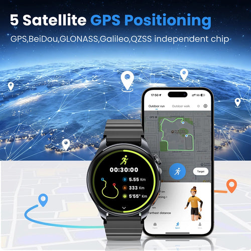 HAYLOU Watch 4S GPS Smartwatch 1.43” HD AMOLED Display 5 Satellite GPS Positioning 120+ Workout Modes Sport Fitness Smart Watch