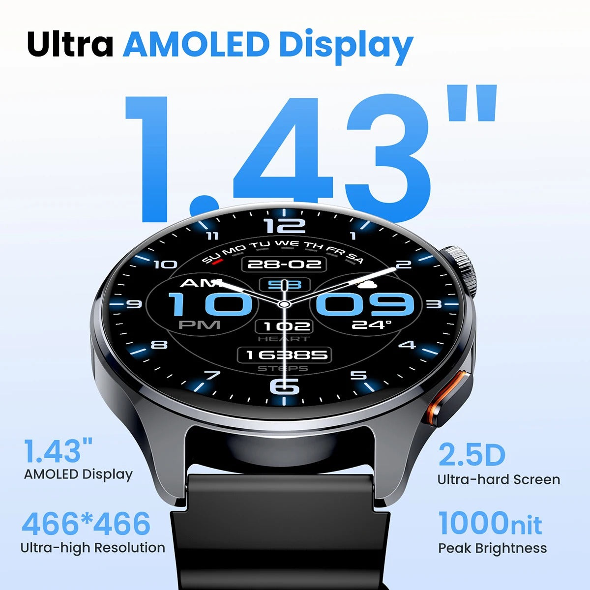 HAYLOU Watch 4S GPS Smartwatch 1.43” HD AMOLED Display 5 Satellite GPS Positioning 120+ Workout Modes Sport Fitness Smart Watch