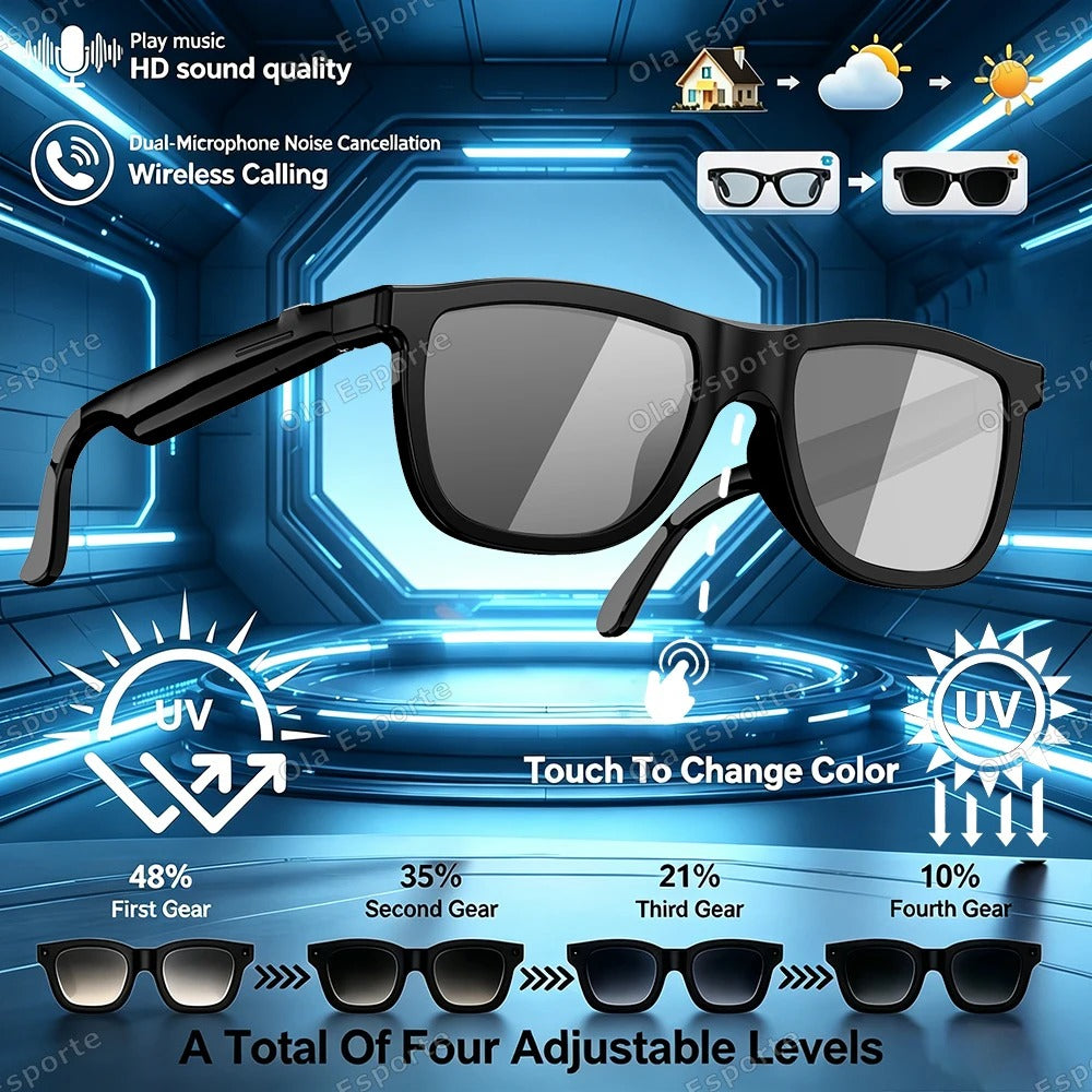2026 Touch Color Changing Lens Smart Glasses AI translation Dual Microphone Noise Reduction Super Clear Sound Bluetooth Sunglass