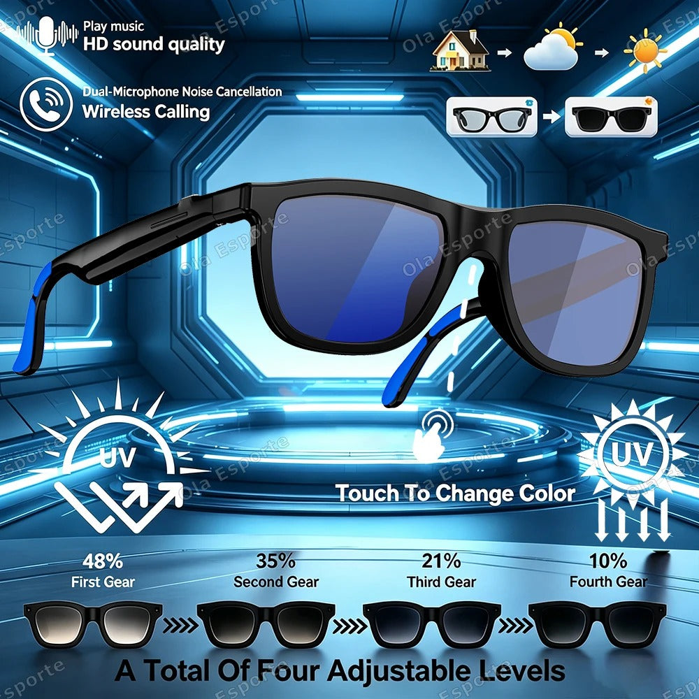 2026 Touch Color Changing Lens Smart Glasses AI translation Dual Microphone Noise Reduction Super Clear Sound Bluetooth Sunglass